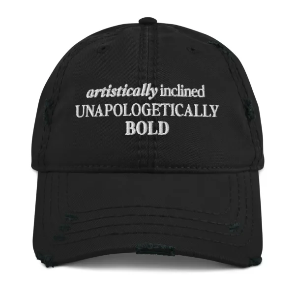 Artistically Inclined (white text) - Distressed Hat